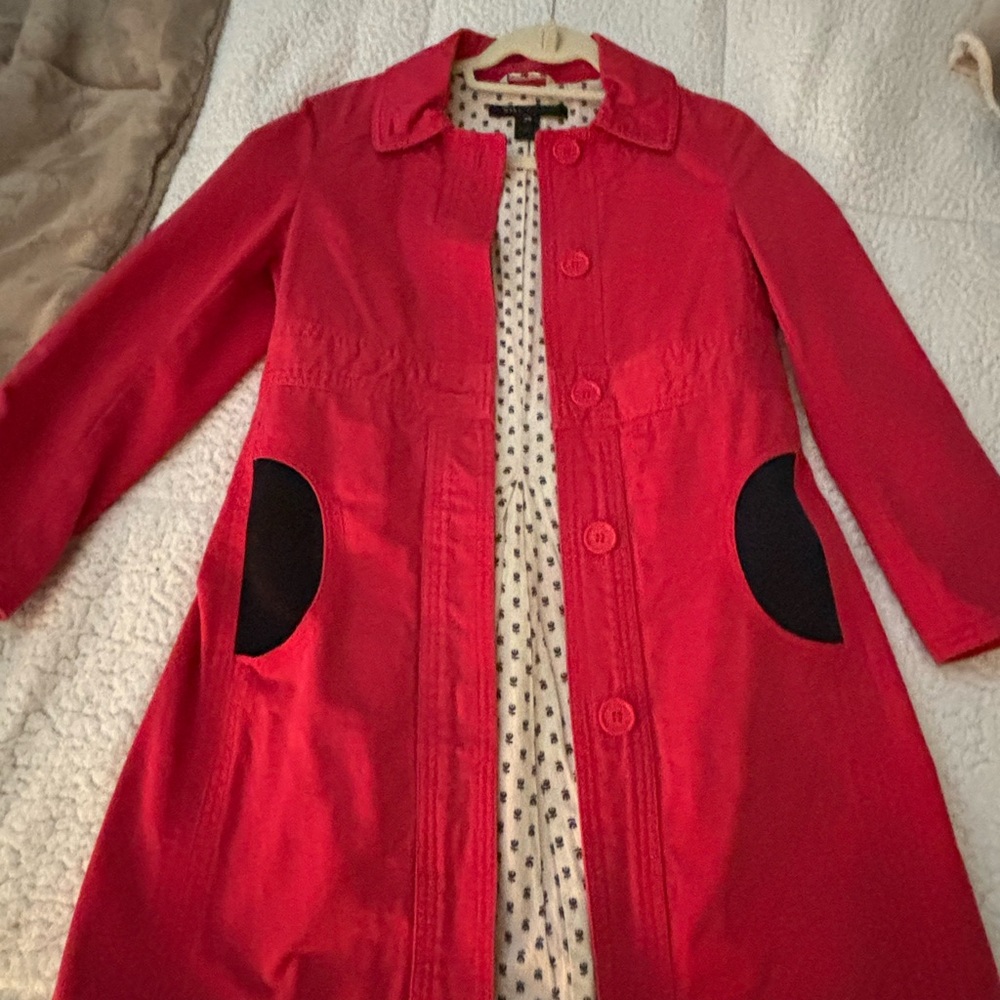 Marc Jacobs Red Trench Coat with Black Details
